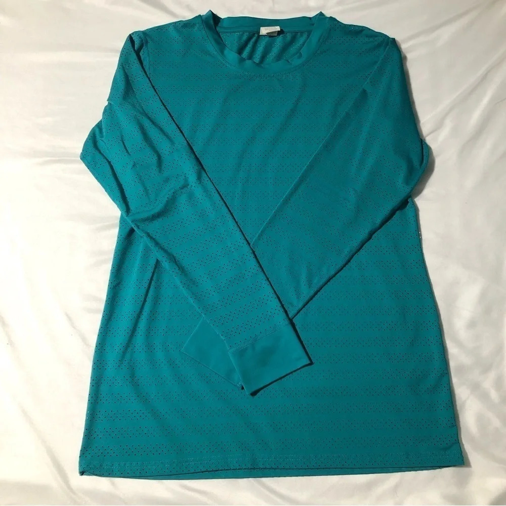 Zyia Active Chill Perforated Breathable Long Sleeve Teal  Top Size 12